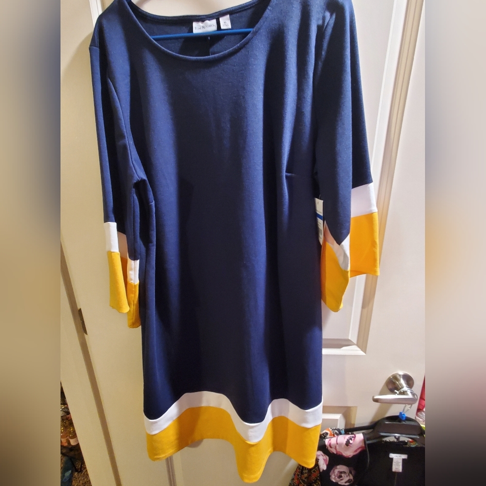 Kim rogers navy blue and yellow dress